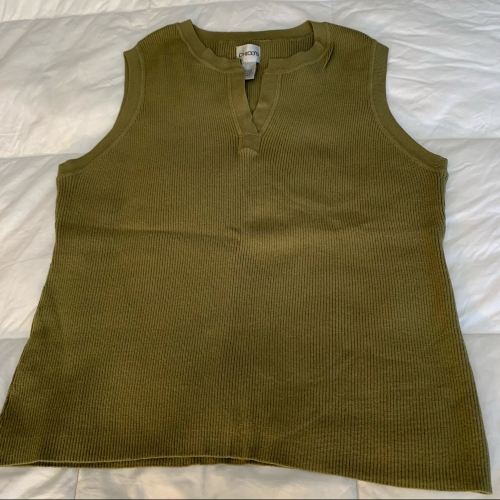 Chico’s Sleeveless Ribbed Knit Top Size
